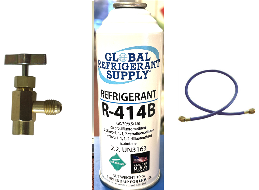 R414b Hot Shot Refrigerant 10 Oz Self Sealing Can And K28 Taper Hose