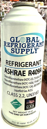 R409a, 14 oz. ASHRAE, EPA & SNAP R12 Approved Drop-in, New Self-Sealing Can
