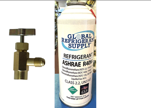 R409a, 8 oz. ASHRAE, EPA & SNAP R12 Approved Drop-in, Includes K28 Taper
