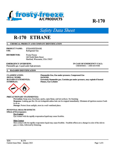 R170 Refrigerant SDS Sheet