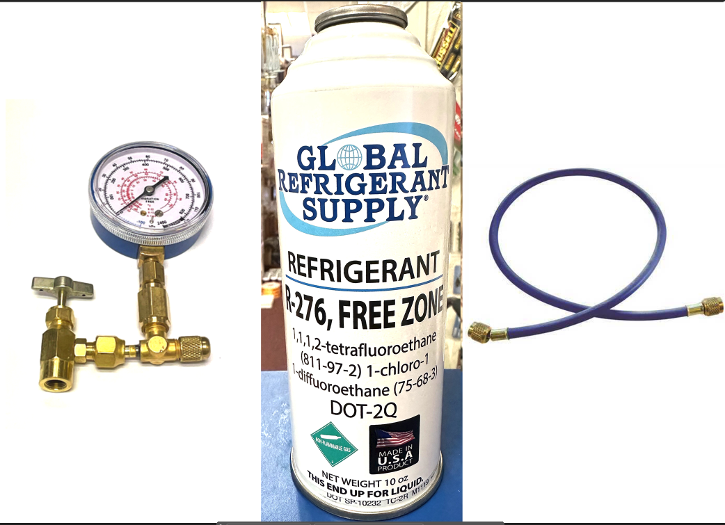 FREEZONE, R420a/276 Refrigerant, 10 oz., & Taper/Gauge/Hose, EPA Accepted, Non-Flammable, Non-Toxic