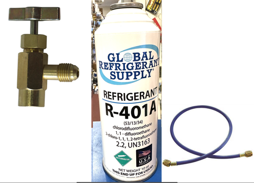R401a, MP39, Refrigerant, New Style 10 oz. Self-Sealing Can, Taper, Hose