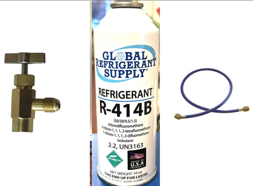 R414b, HOT SHOT Refrigerant, 10 oz. Self-Sealing Can & K28 Taper, Hose