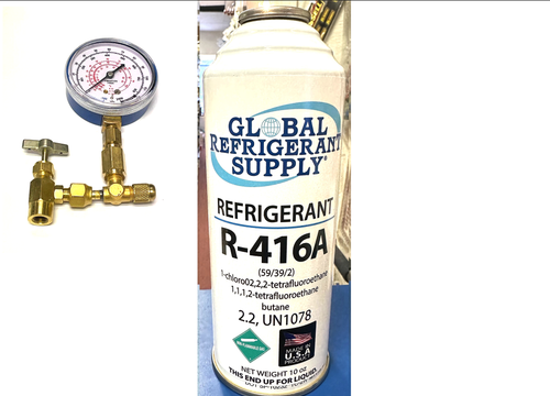 R416a, FRIGC, FR12, 10 oz. Can Refrigerant, HCFC-124, Military Approved R12 Alternate, Taper-Gauge