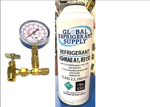R515b, 10 oz. Check & Charge It Gauge, ASHRAE & EPA Approved Drop-in Replacement For R134a
