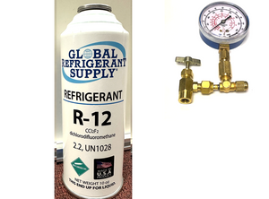 Copy of R12 Refrigerant, 10 oz. Can with K28 Taper & Check & Charge It Gauge