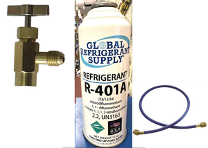 R401a, MP39, Refrigerant, New Style 12 oz. Self-Sealing Can, Taper, Hose