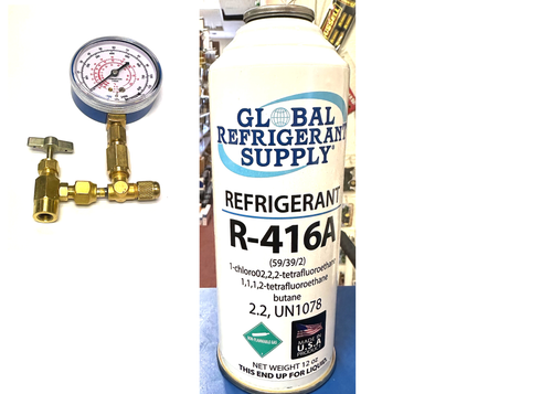 R416a, FRIGC, FR12, 12 oz. Can Refrigerant, HCFC-124, Military Approved R12 Alternate, Taper-Gauge