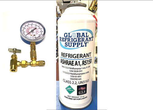 R515b, 12 oz. Check & Charge It Gauge, ASHRAE & EPA Approved Drop-in Replacement For R134a