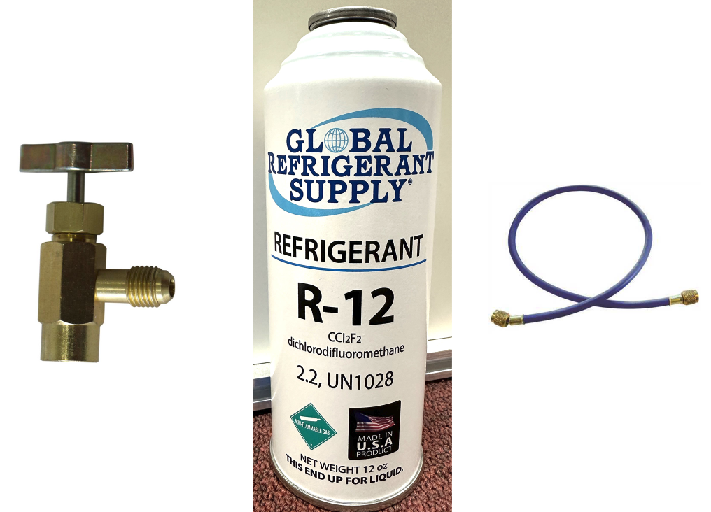 R12 Refrigerant, 12 oz. Can with K28 Can Taper & Hose