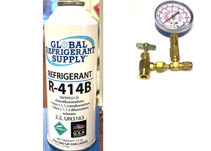 R414b, HOT SHOT Refrigerant, 12 oz. Self-Sealing Can K28 Taper, Gauge