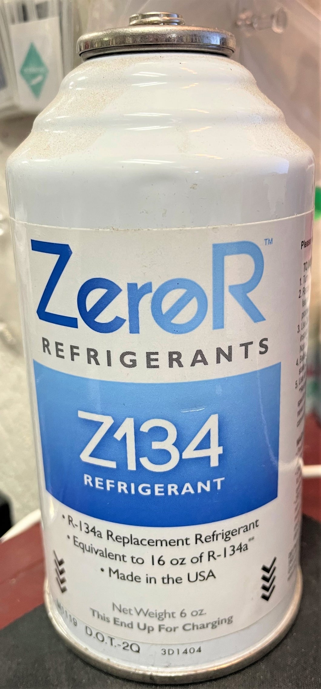 Z134, ZeroR, Refrigerant 6 oz. Can R134a Replacement Made in USA