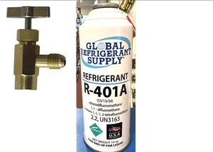 R401a, MP39, Refrigerant, New Style 14 oz. Self-Sealing Can, Taper, Gauge