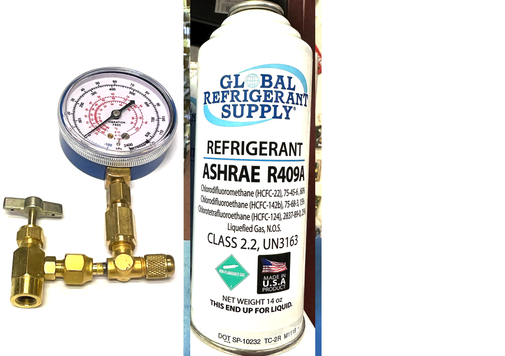 R401a, MP39, Refrigerant, New Style 14 oz. Self-Sealing Can, Taper, Gauge