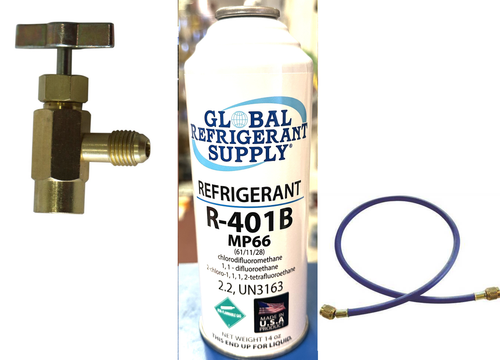 R401b, MP66, Refrigerant, 14 oz. Self-Sealing Can, Taper, Hose