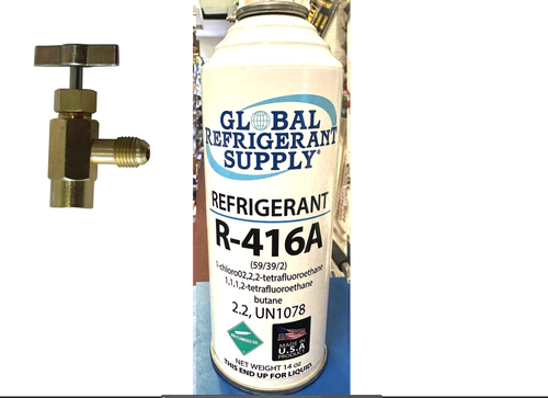 R416a, FRIGC, FR12, 14 oz. Can Refrigerant, HCFC-124, Military Approved R12 Alternate, Taper