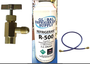 R500, 14 oz. Refrigerant R-500, New Style Self-Sealing Can, Taper-Hose