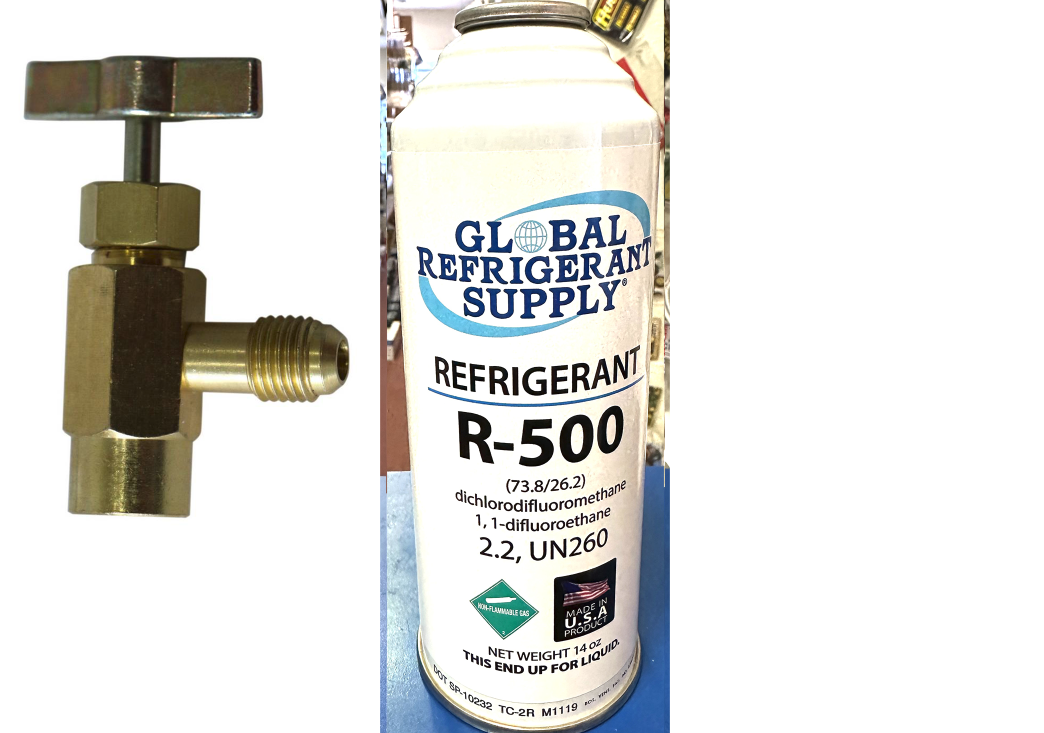 R500, 14 oz. Refrigerant R-500, New Style Self-Sealing Can, Taper