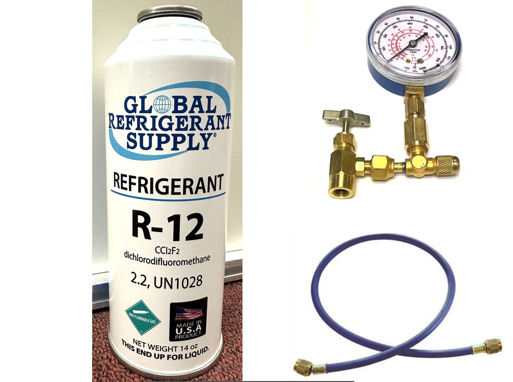 R12 Refrigerant 14 oz. Can K28 Taper Check Charge It Gauge