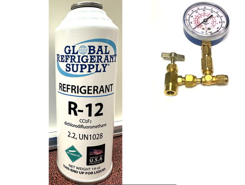 R12 Refrigerant, 14 oz. Can K28 Taper & Check & Charge It Gauge