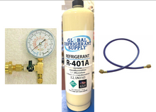 MP39, R401a, Refrigerant For Coolers, Freezers, 14 oz. Can & Can Taper Gauge, Hose