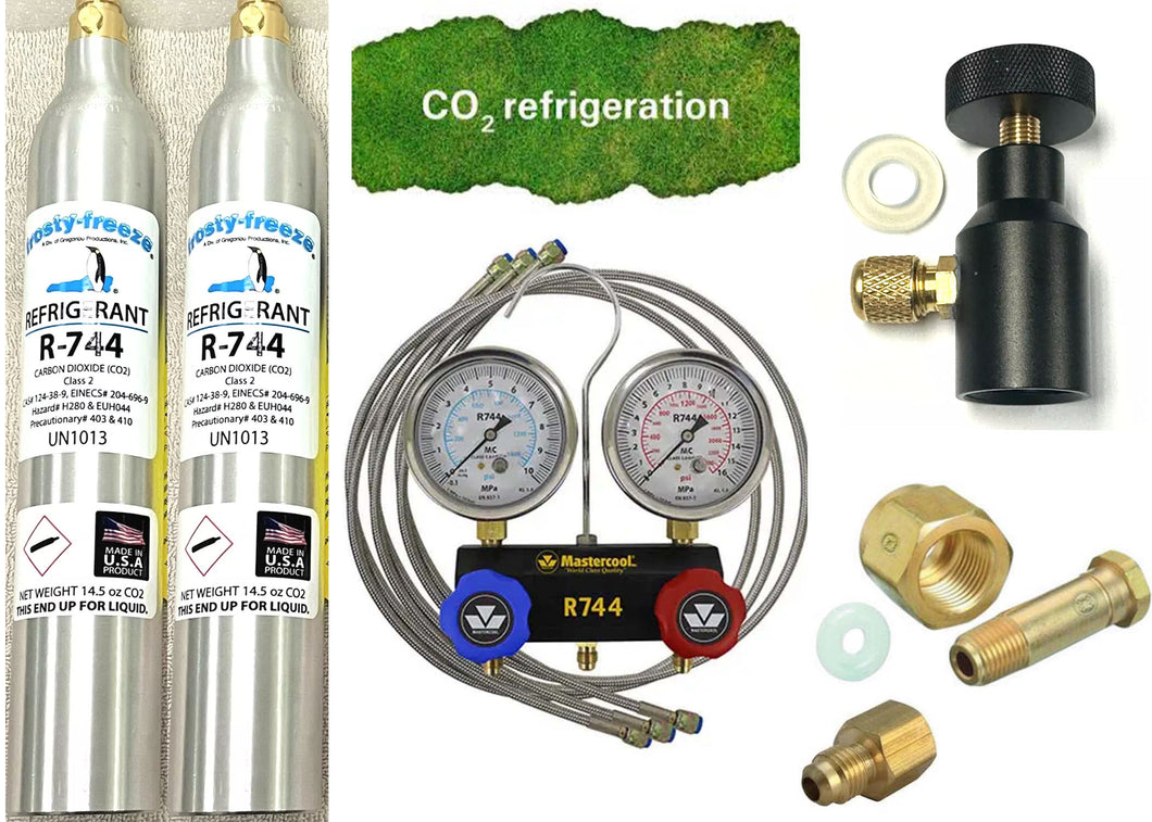 R744 Refrigerant, Carbon Dioxide, CO2, UN1013, Class 2, (2) 14.5 oz Recharge Kit