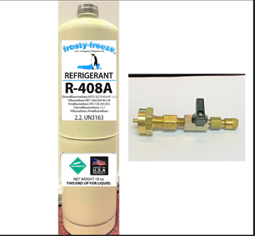 R408a, 18 oz. Can. CGA600 Top, Replacement for R502 Med. & Low Temp. Applications