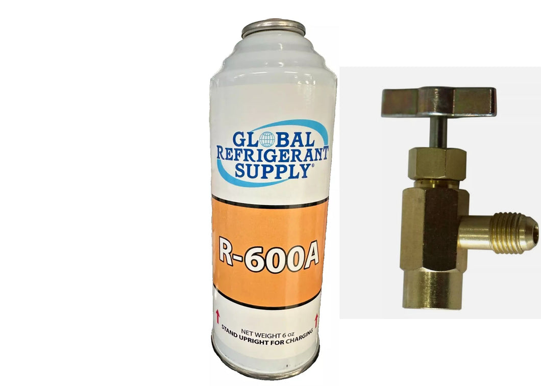 R600a Refrigerant, 6 oz. new Self-Sealing Can, Upright Liquid, K28 Taper