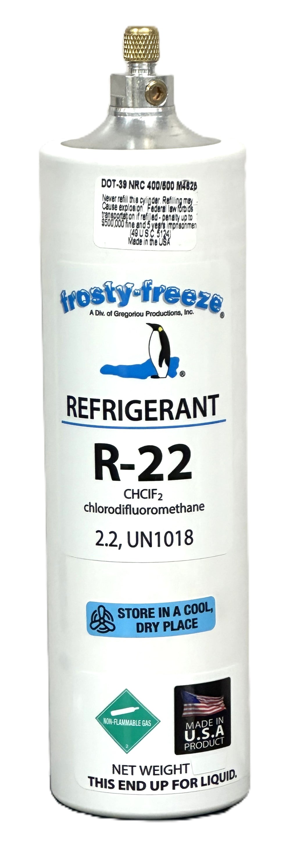 R22 Refrigerant 22, 2 Lbs., 32 oz., Air Conditioning & Refrigeration Systems