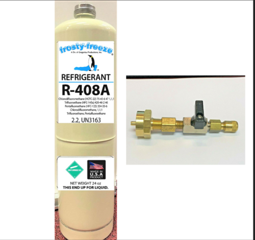 R408a, 24 oz. Can. CGA600 Top, Replacement for R502 Med. & Low Temp. Applications