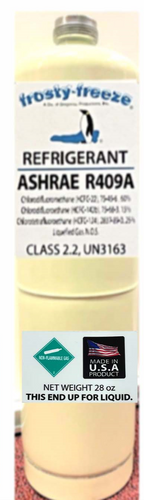R409a, 28 oz., ASHRAE, EPA & SNAP Approved Drop-in R12 Replacement Can Only