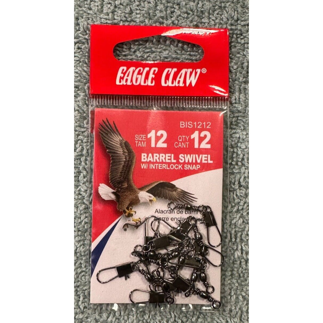 Eagle Claw Fishing Tackle, Barrel Swivel w/Interlock Snap, 12, Size 12, BIS1212