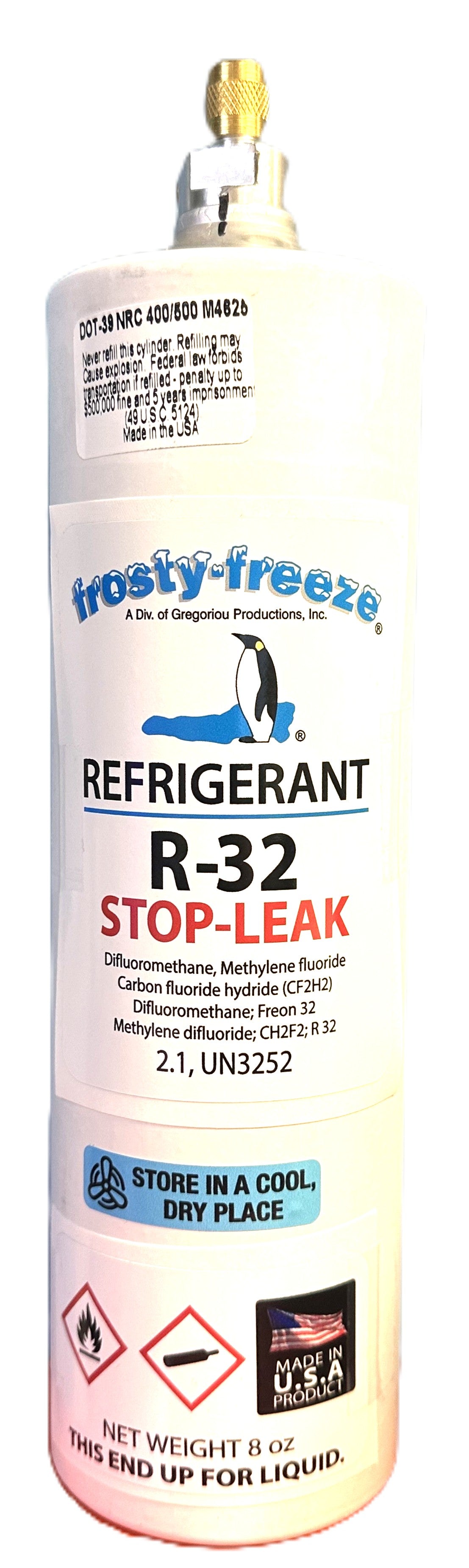 R32 Refrigerant, 8 oz. with STOP-LEAK, Systems Leak Sealer