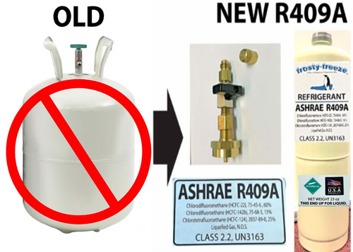R409a, 23 oz., ASHRAE, EPA & SNAP Approved Drop-in Replacement For R12