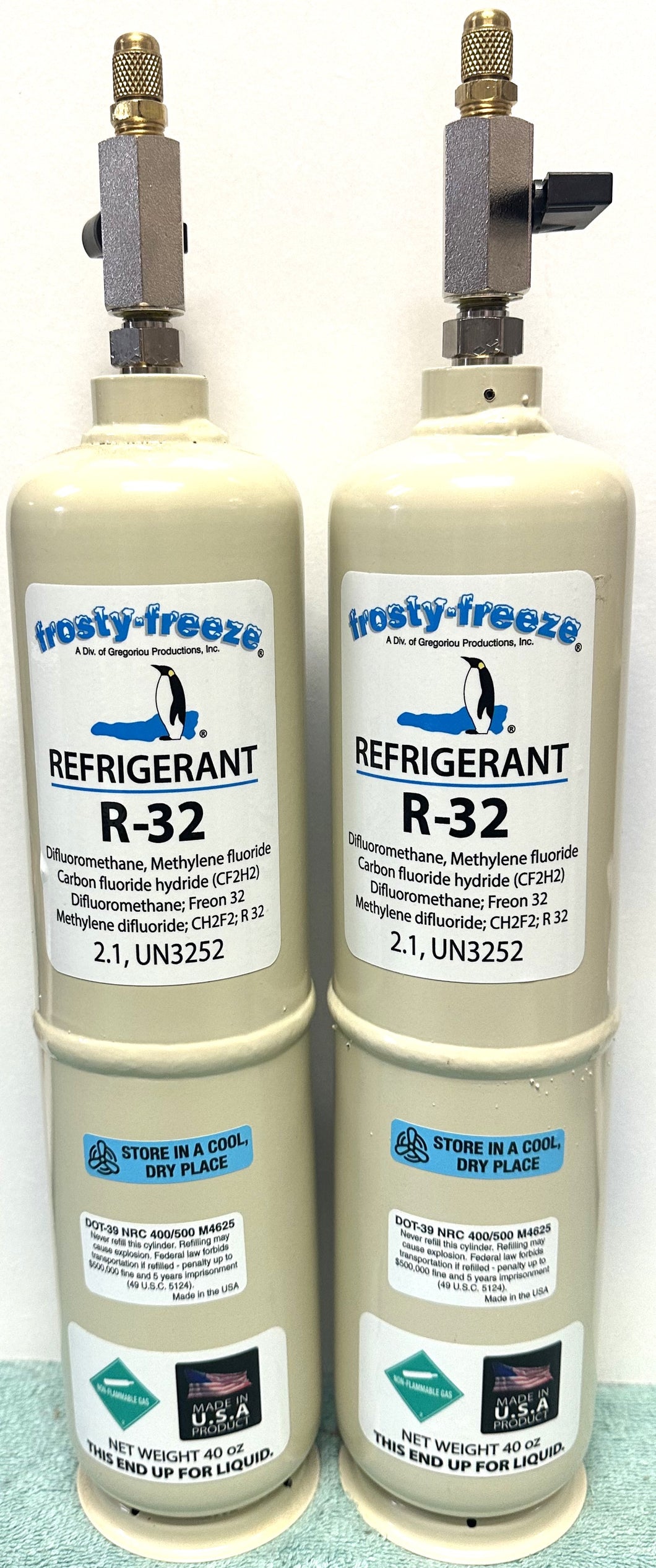 R32 Refrigerant, (2) 40 oz. Tanks, 80 oz. Total which is 5 Lbs. Of Refrigerant