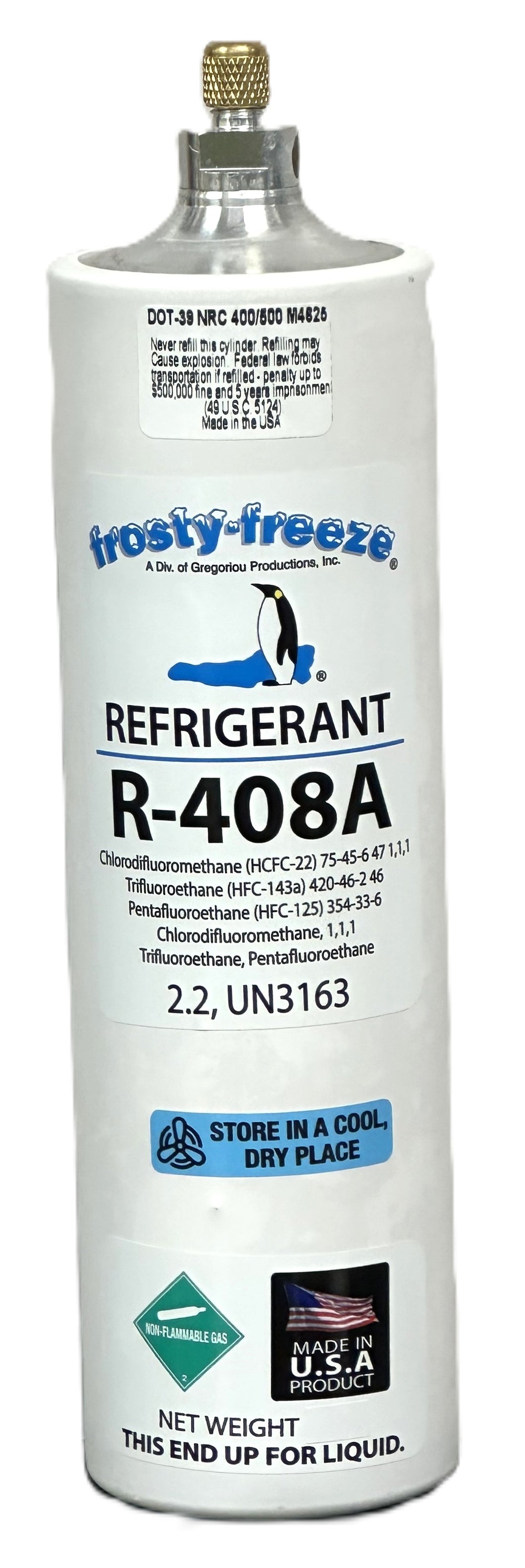 R408a, 18 oz. Can. Replacement for R502 Med. & Low Temp. Applications