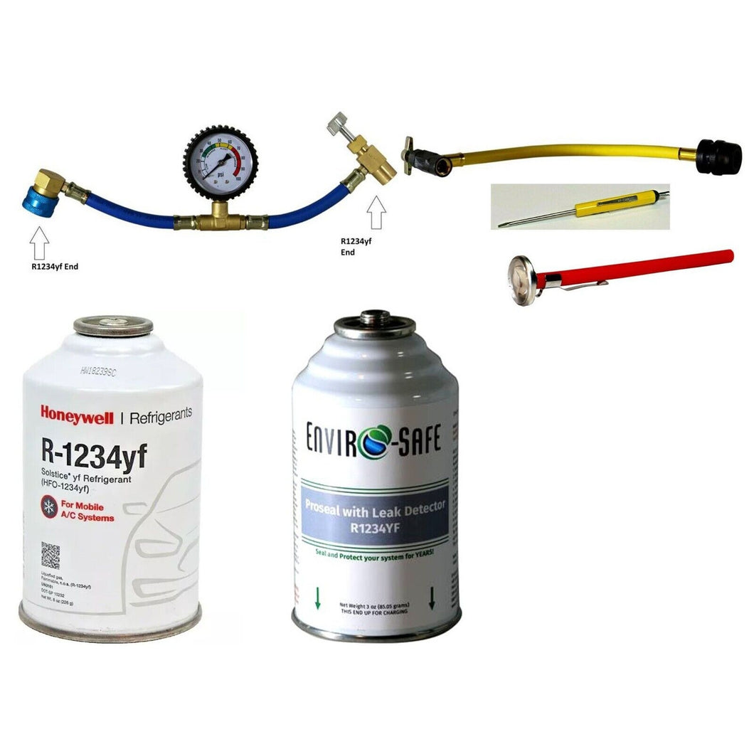 Refrigerant HFO1234yf, Auto AC, 8 oz Self Sealing Unique Fitting KIT# YFPSDye