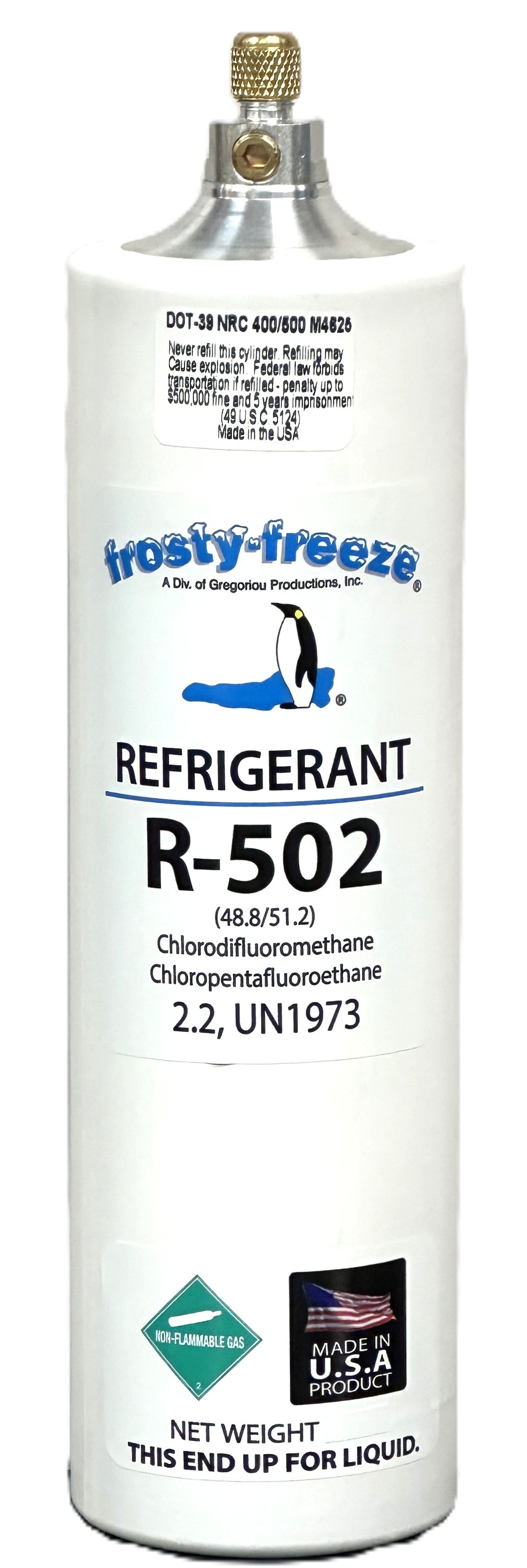 R502, Refrigerant, 18 oz., Cylinder FAST Same Day UPS Shipping, IN STOCK