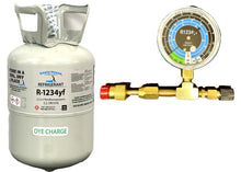 R1234yf, 7.5 Lbs., with UV DYE CHARGE Leak Locator, Check & Charge-It Gauge