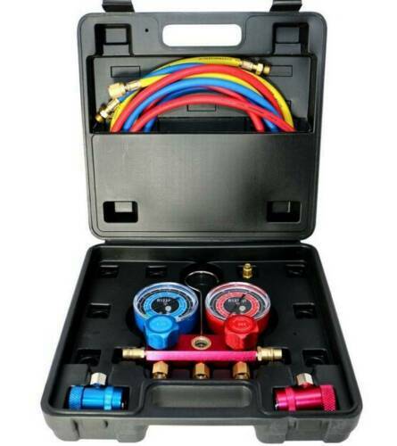 R1234YF Gauge Set #1234 and Vacuum Pump Adapter, Sight Glass, Professional Set