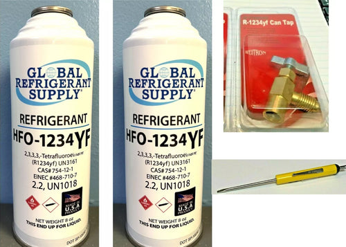 HFO, R1234yf, Refrigerant Automotive A/C, 2 Can Recharge Kit Tools