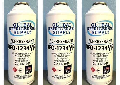 HFO, R1234yf, Refrigerant Automotive A/C, 3 Can Recharge Kit