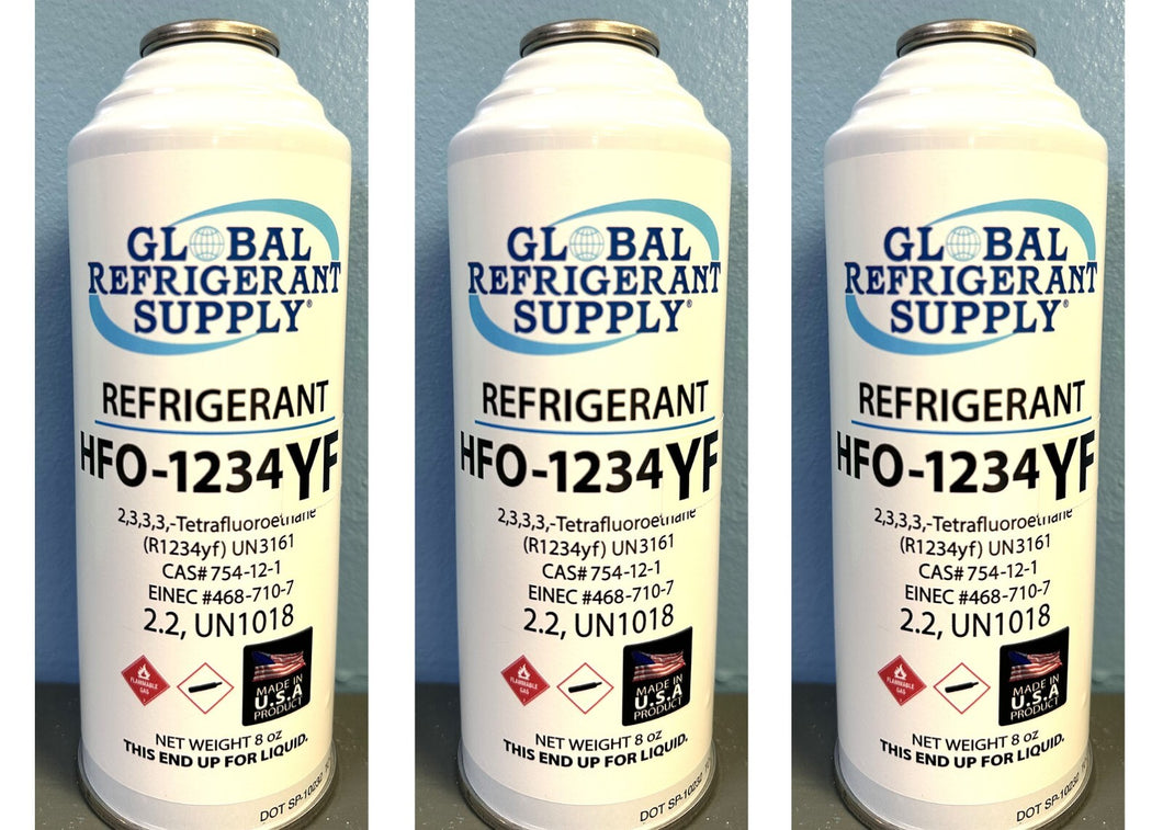 HFO, R1234yf, Refrigerant Automotive A/C, 3 Can Recharge Kit