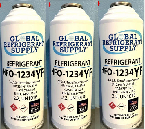 R1234yf, YF Refrigerant Automotive Air Conditioning  Systems, Three 8 oz. Cans