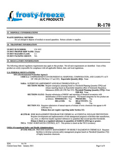 R170 Refrigerant SDS Sheet