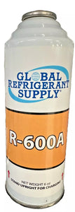 R600a Refrigerant, 6 oz. new Self-Sealing Can, UPRIGHT WILL DISPENSE LIQUID