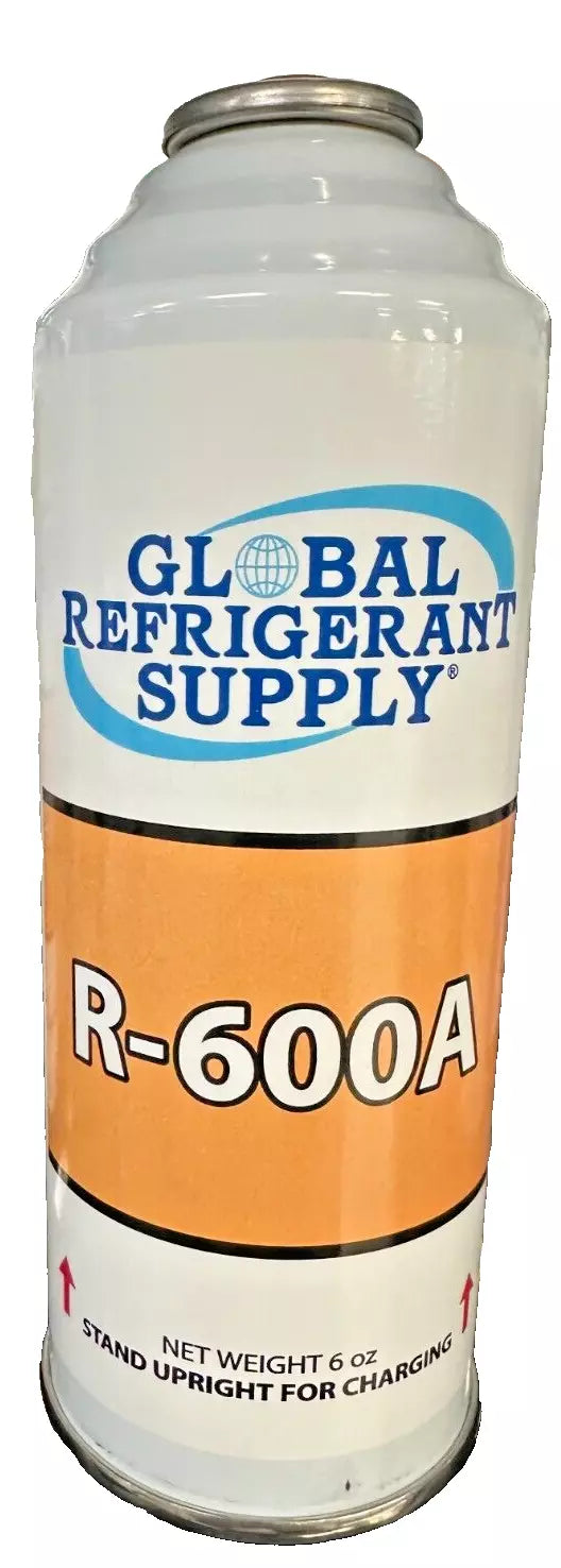 R600a Refrigerant, 6 oz. new Self-Sealing Can, UPRIGHT WILL DISPENSE LIQUID