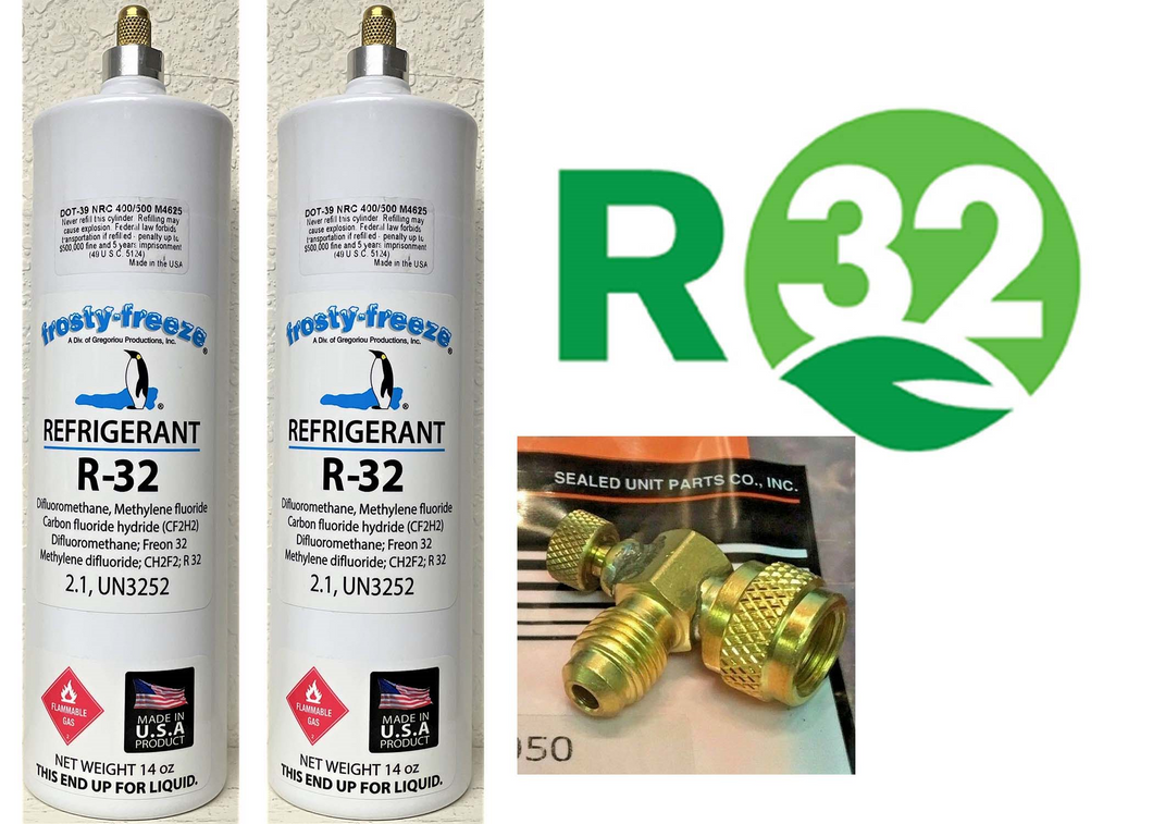 R32, R-32, Refrigerant, (2) 14 oz. Cans Low Global Warming Potential, Alternative to R410A