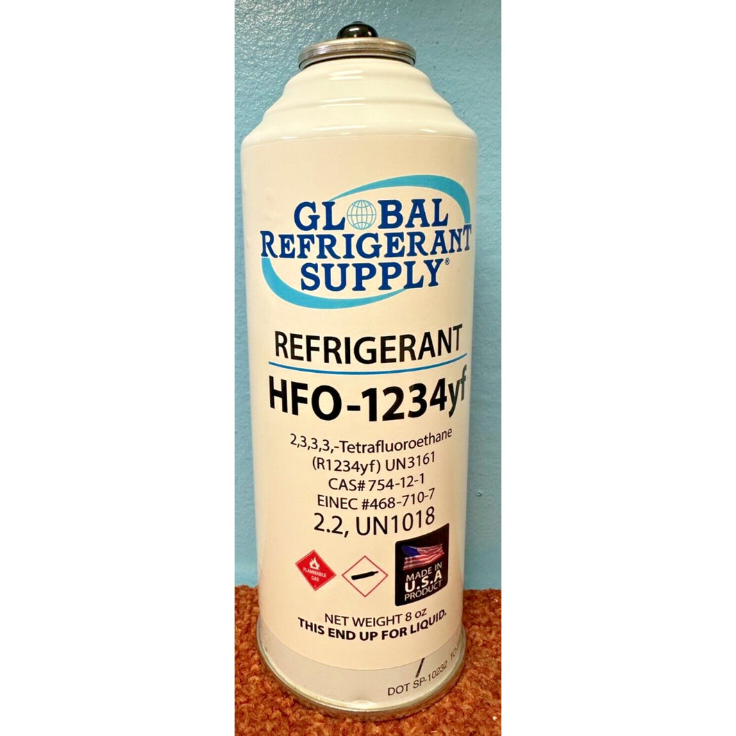 Refrigerant HFO-1234yf, Automotive A/C, 8 oz Self Sealing Can w/Unique Fitting