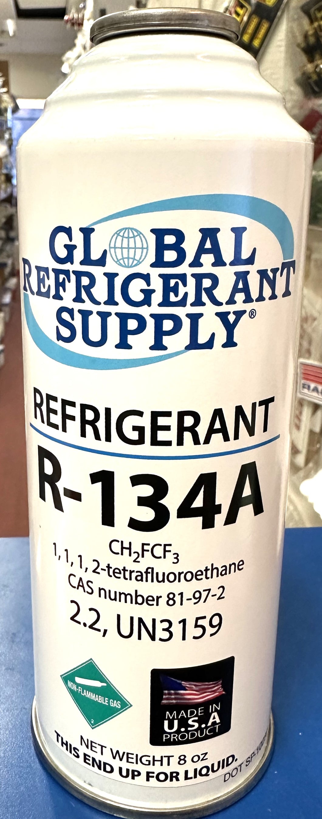 R134a, 8 oz. Can R-134a Refrigerant New Style Self Sealing Can